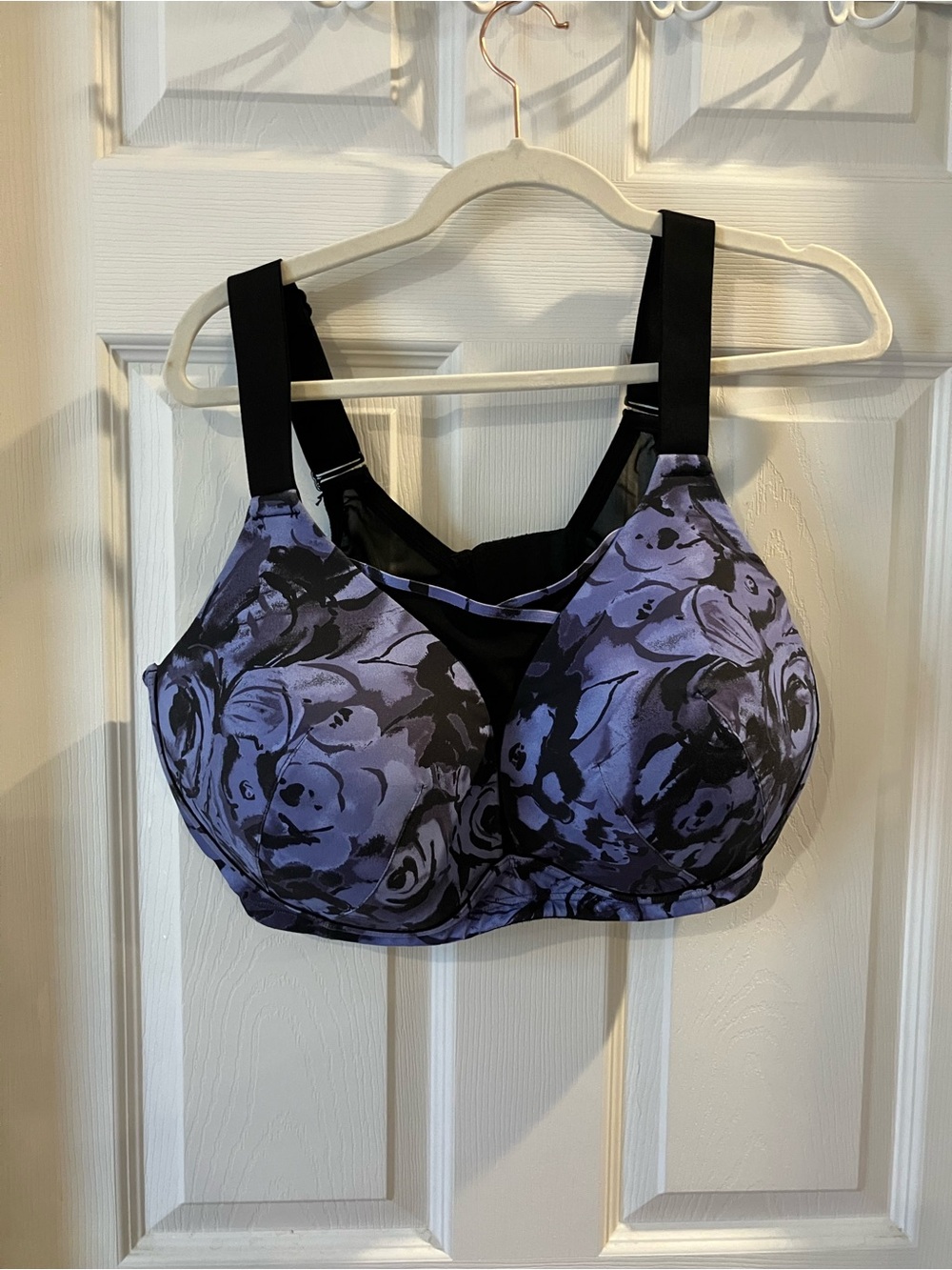 Livi Active Purple Floral Full-Coverage Bra with Black Accents